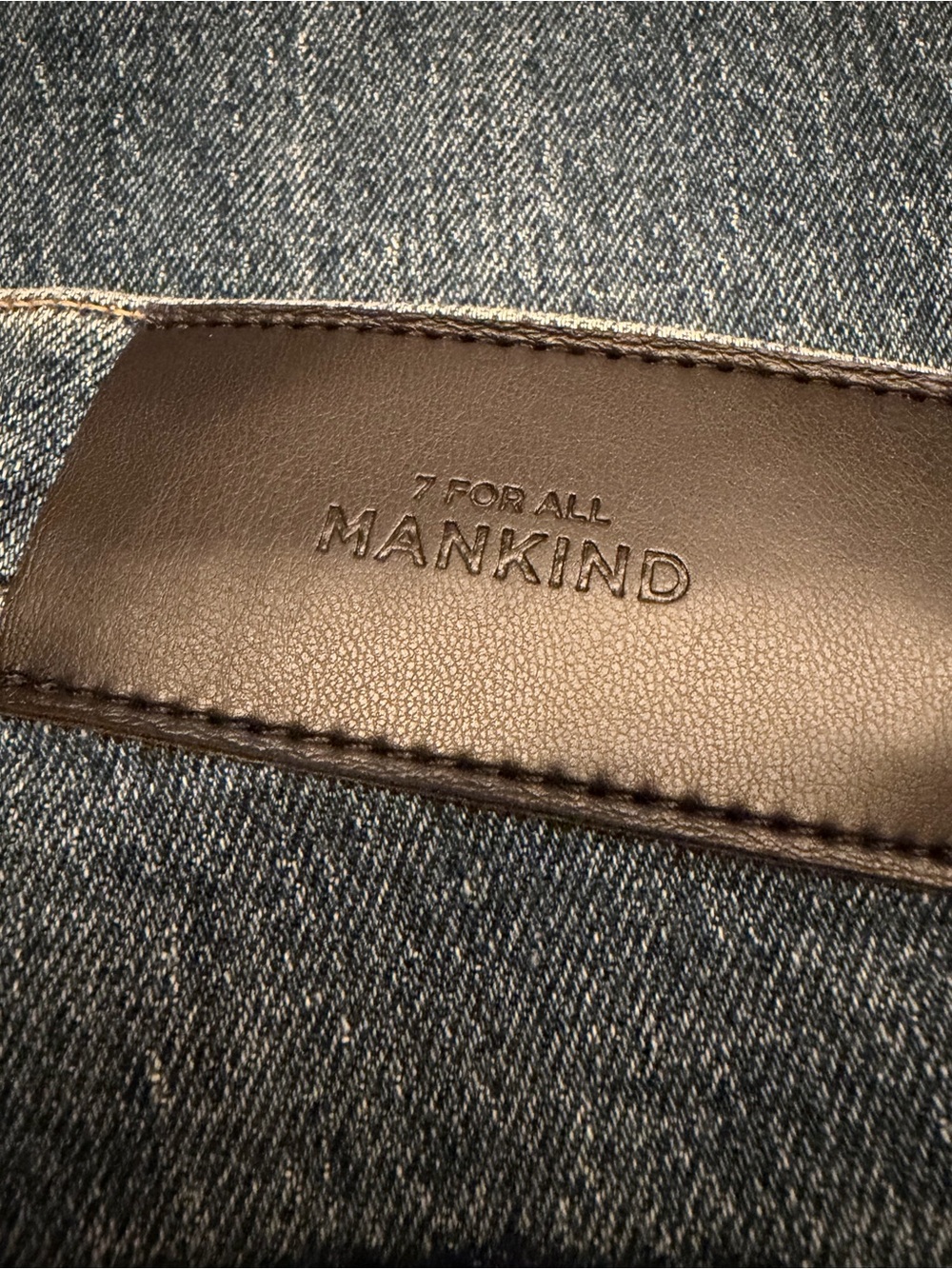 7 For All Mankind Straight Jeans in Mid Blue with Cuffed Hem - Picture 6 of 8